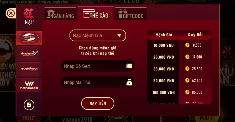 Hướng Dẫn Nạp Tiền ManClub Nhanh Chóng Và Nhận Khuyến Mãi Khủng 2026